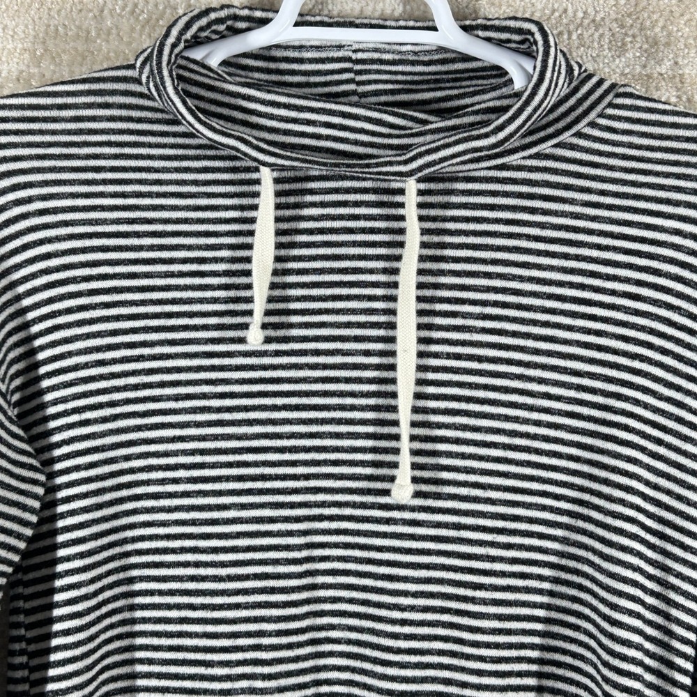 Lucky Brand Women 90s Minimalist Bonne Chance Striped Cowl Neck Top Black S